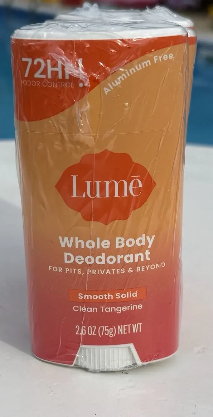 (3) Lume Whole Body Deodorant Smooth Solid Clean Tangerine 2.6 oz SHIPS FAST